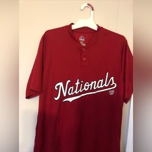MLB Washington Nationals Mens T-Shirt, Majestic Cool Base, Size S, Red, EUC